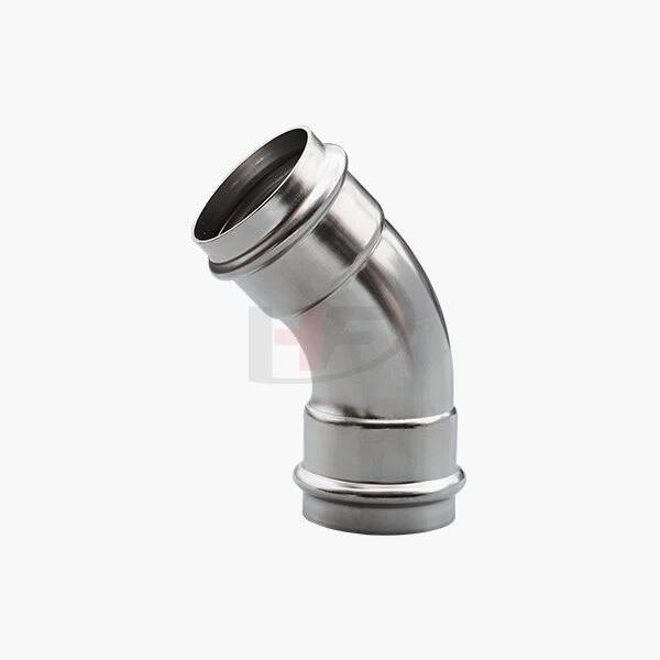 Prensa de acero inoxidable Codo 45DEG