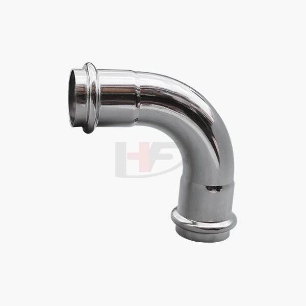 Prensa de acero inoxidable Codo 90DEG